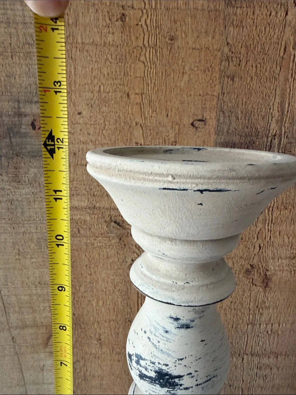 Farmhouse Distressed Cream Wood Candle Holders - Set of 2